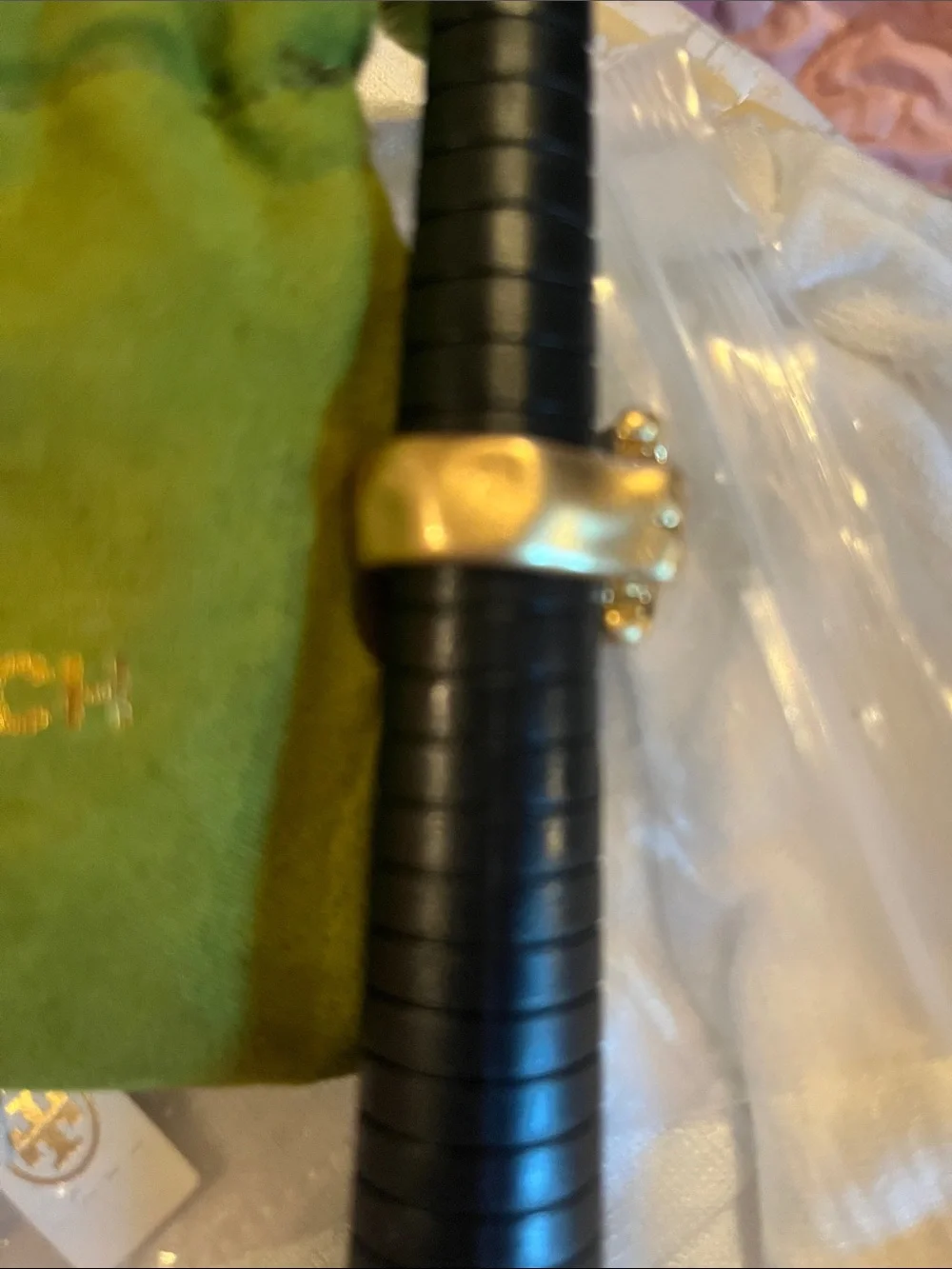 Tory Burch Gold Logo Openwork Ring